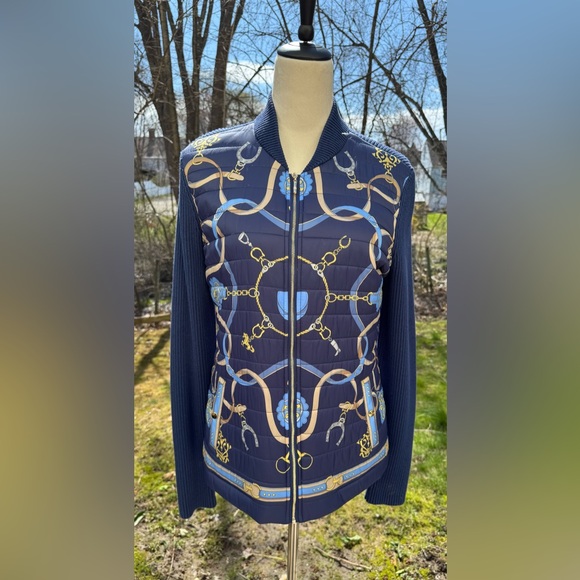 J. McLaughlin Jackets & Blazers - J. MCLAUGHLIN Andi Jacket Fairfax Crest Puffer Vest Design Knit Sleeves Size M